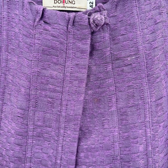 DOITUNG Purple Cotton Single Button Open Pleated Designer Blazer Size EU 42 - Picture 9 of 9
